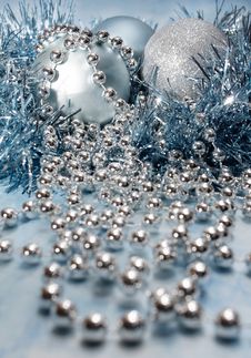 Christmas Decorations In Blue Stock Images