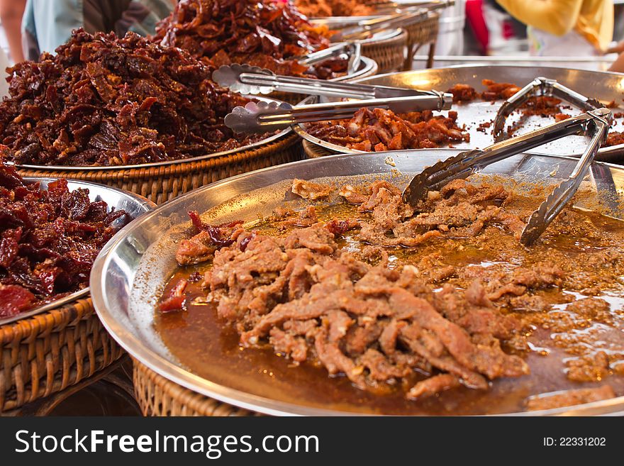 Dried meat , Fried meat ,Fried pork , of  thailand. Dried meat , Fried meat ,Fried pork , of  thailand
