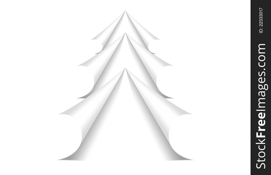 Twisted corners of pages in the form of Christmas Tree. Twisted corners of pages in the form of Christmas Tree