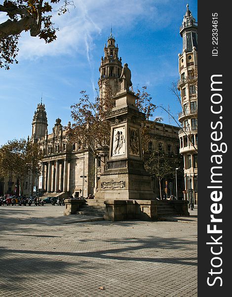 Central and historic building in Barcelona post. Central and historic building in Barcelona post