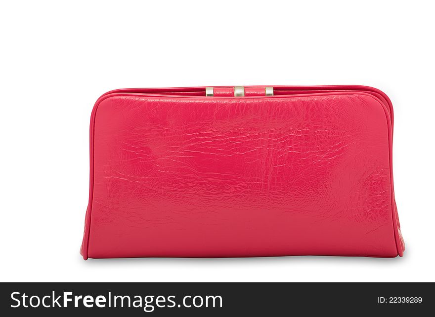 Women's stylish pink handbag â€“ clutch over white