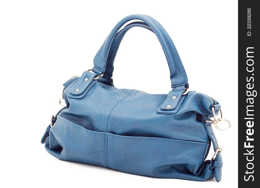 Beautiful elegant ladies handbag blue over white