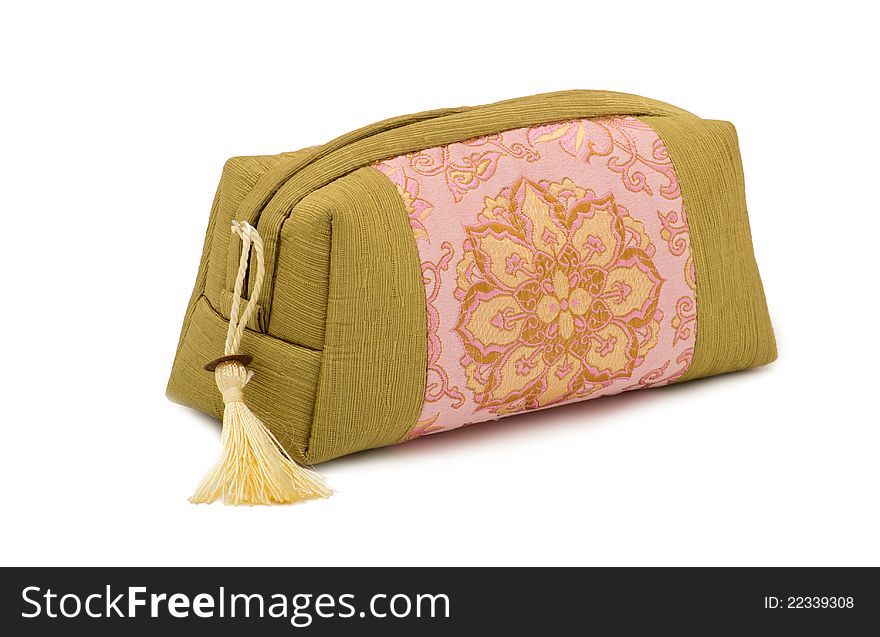 Beautiful cosmetic bag in the eastern style with patterned mandala. Beautiful cosmetic bag in the eastern style with patterned mandala