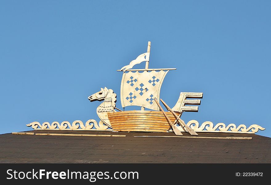 Pagan symbol of seafarers - a boat with a horse's head. Pagan symbol of seafarers - a boat with a horse's head