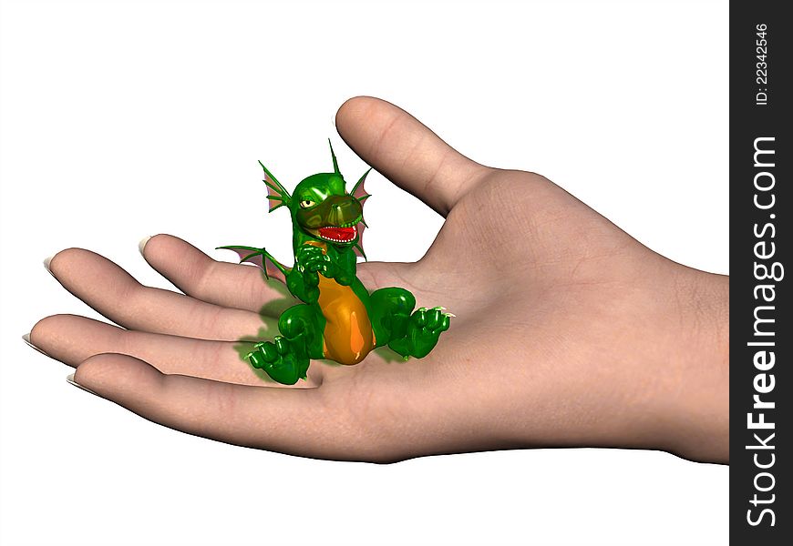 The image of a New Year's dragon on a hand. The image of a New Year's dragon on a hand