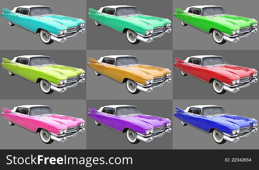 The classic American car with a gray background. The classic American car with a gray background.