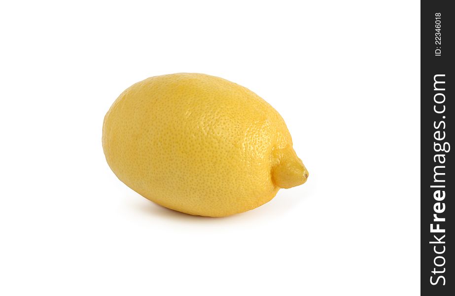 Ordinary yellow lemon on white background. Clipping path is included