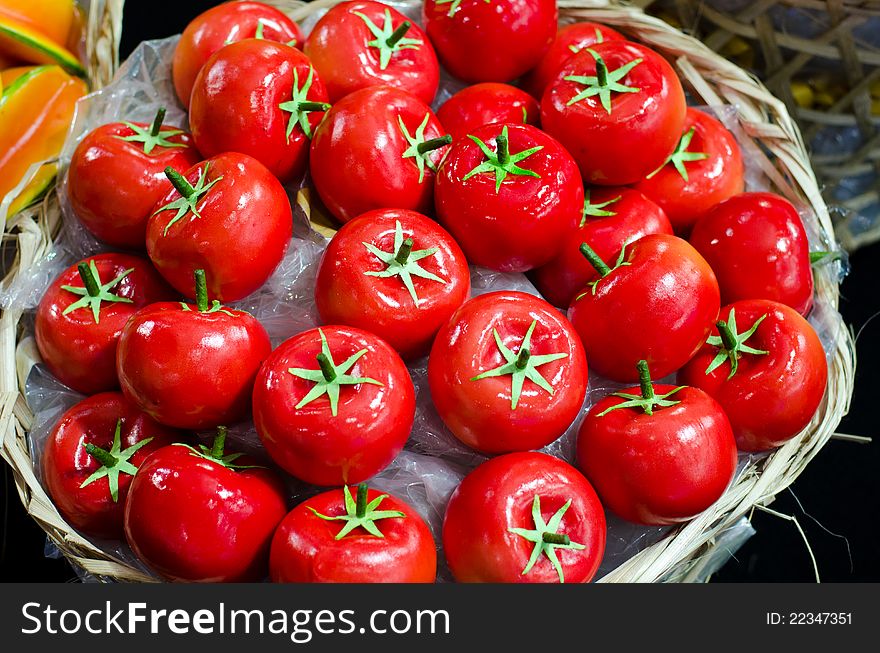 Tomato ripe in basket for sale. Tomato ripe in basket for sale