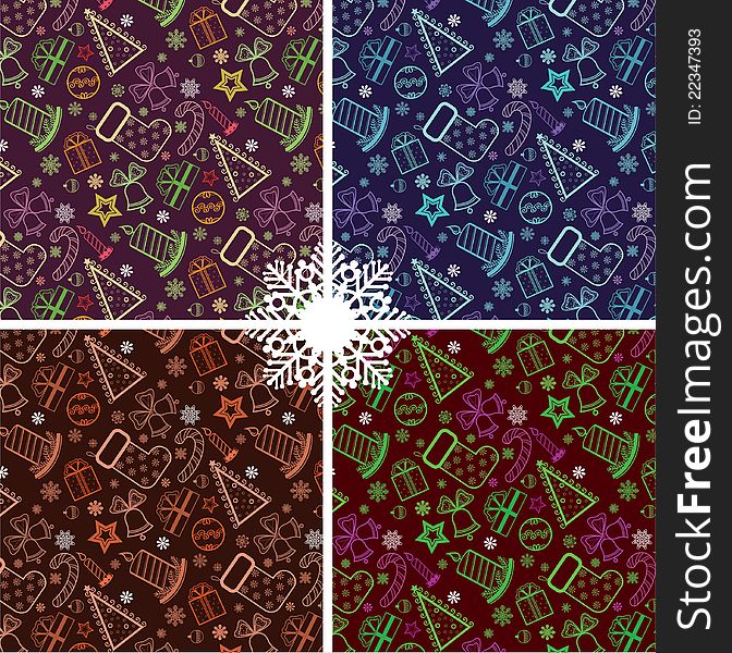 Set of colored Christmas wallpaper with new year theme. Set of colored Christmas wallpaper with new year theme