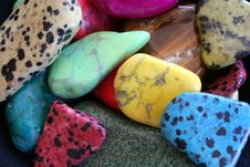 Polished Colored Stones Background Stock Photo