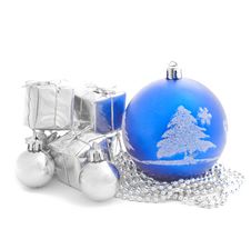 Christmas Balls With Little Present Boxes Stock Photos Christmas Balls With Little Present Boxes Stock Photos