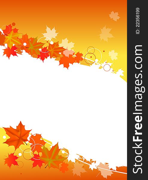Illustration with autumn maple foliage design isolated on white background. Illustration with autumn maple foliage design isolated on white background