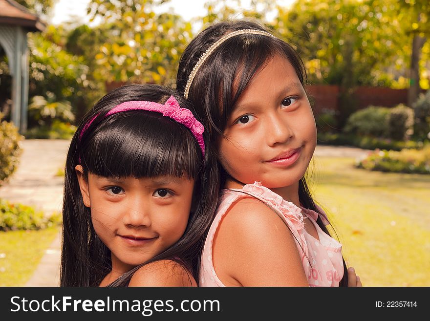 Two little girls with shallow focus