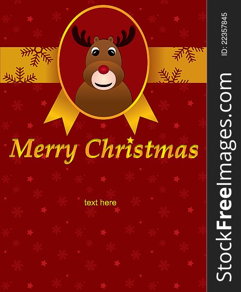 Christmas greeting card with a Christmas reindeer. Vector illustration.