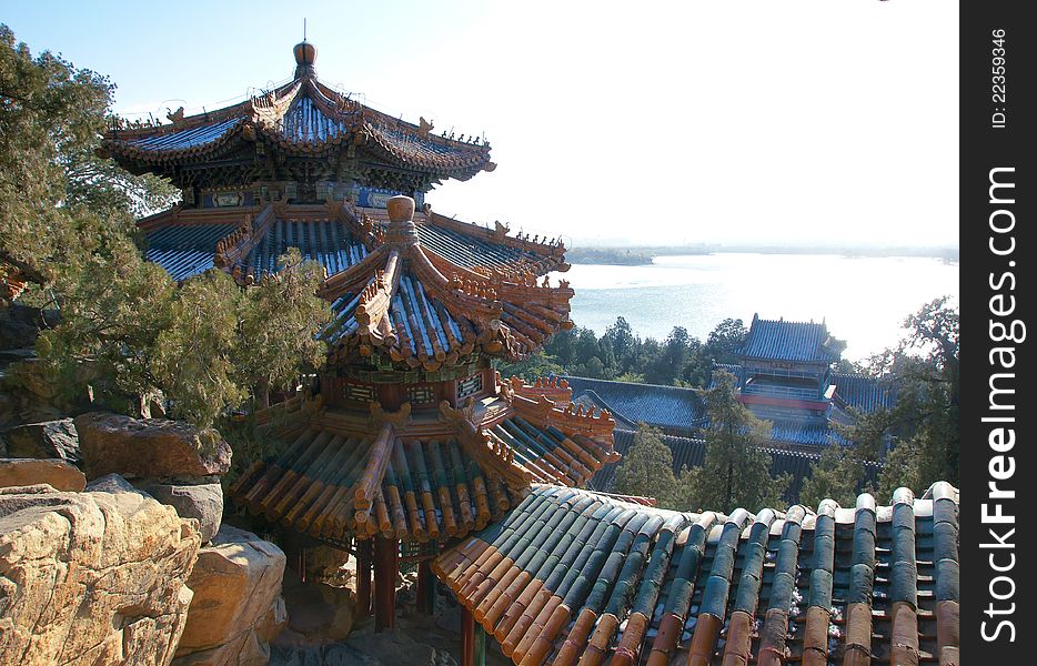 The buildings of Summer Palace in Beijing, China. Summer Palace is the royal garden of Qing Dynasty China.