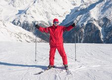 Skier And Mountains Stock Images