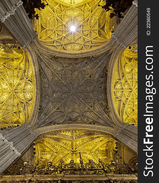 Ceiling in the Cathedral of Seville in Spain. Ceiling in the Cathedral of Seville in Spain