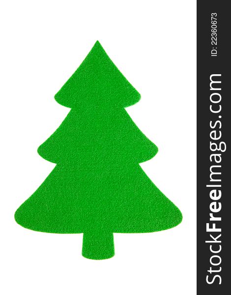 Green Felt Christmas Tree Cutout Isolated On White