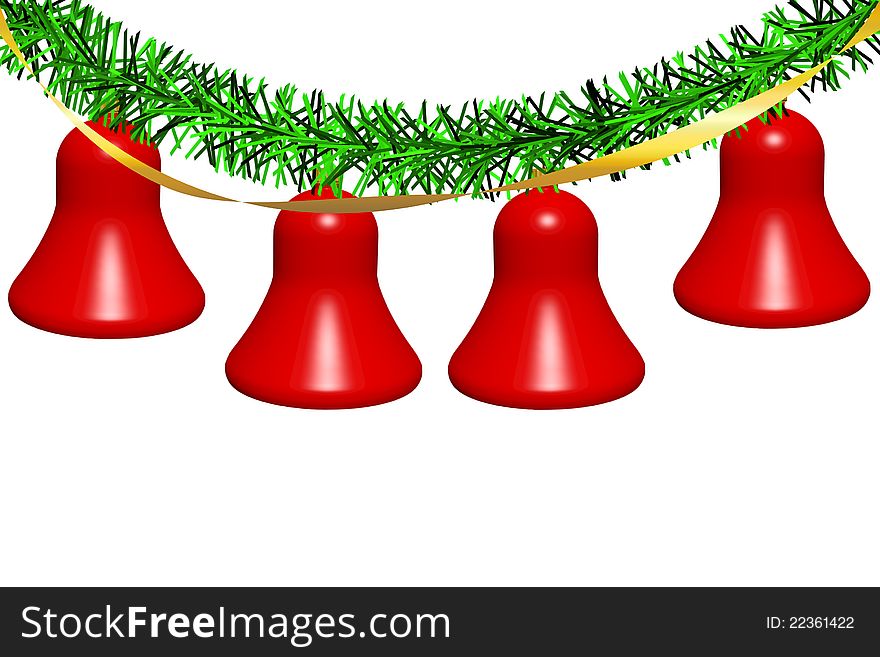 Illustration of christmas bells with decorations