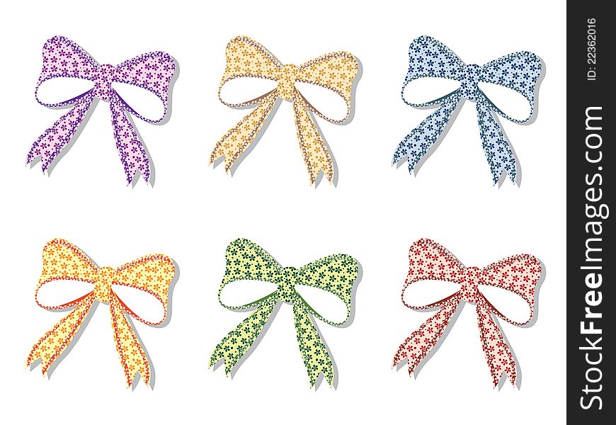 Vector illustration of floral bows set