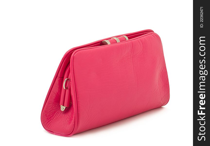 Women's elegant pink handbag – clutch over white