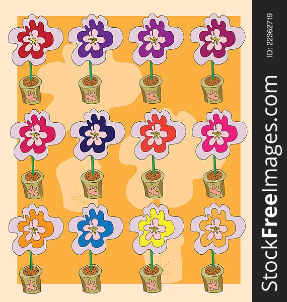 Vector illustration of beautiful home flowers in pots. Vector illustration of beautiful home flowers in pots