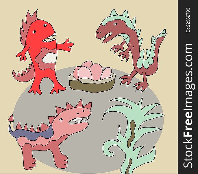 Funny Dinos Illustration