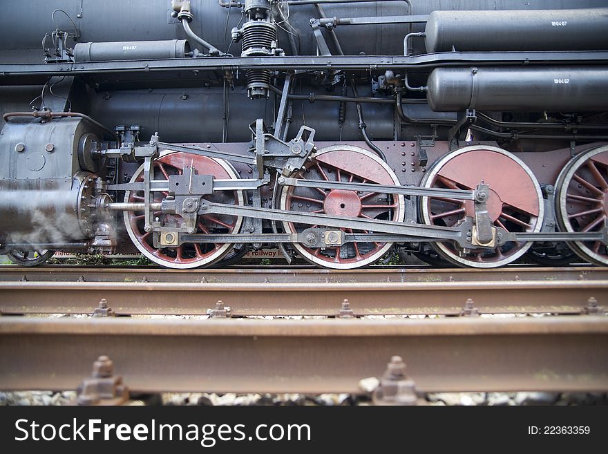 Old train pulled by steam locomotive. Old train pulled by steam locomotive