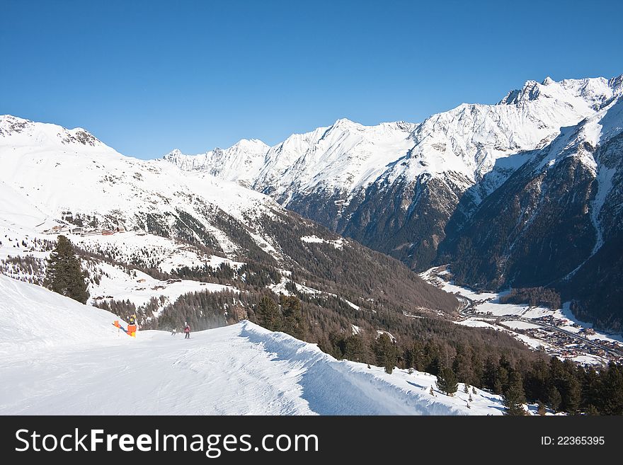 View of ski resort  Solden. Austria