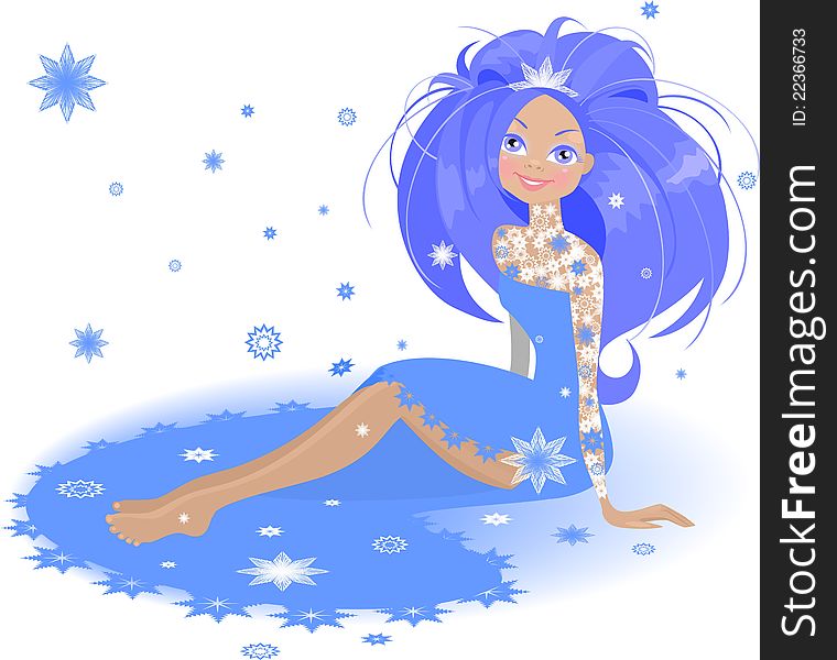 Girl in the image of winter.Illustration