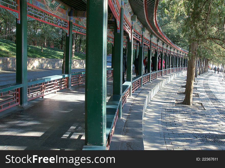 The gallery of Summer Palace in Beijing, China. Summer Palace is the royal garden of Qing Dynasty China.