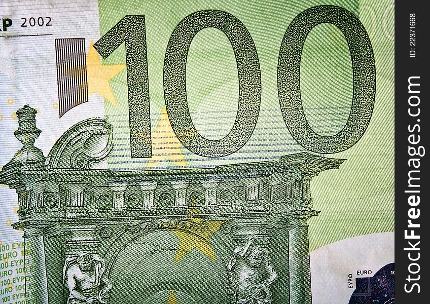 Close up photo of 100 euro bill. Close up photo of 100 euro bill