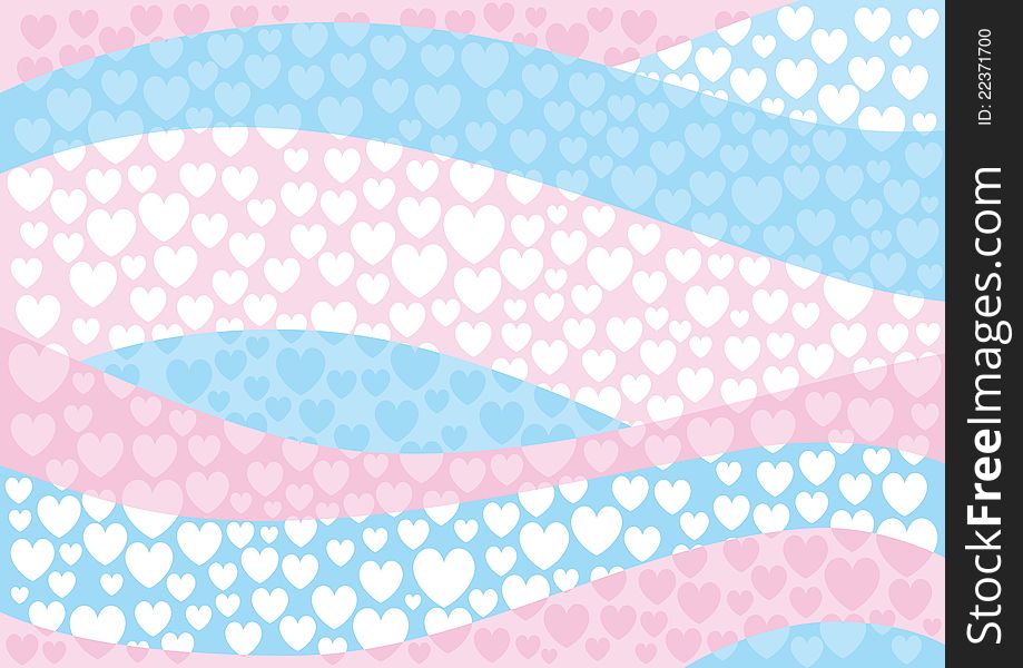 Abstract Vector Valentines background with white, blue and pink hearts. Abstract Vector Valentines background with white, blue and pink hearts.