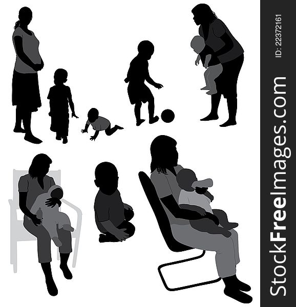 Family silhouettes. Image for your design.