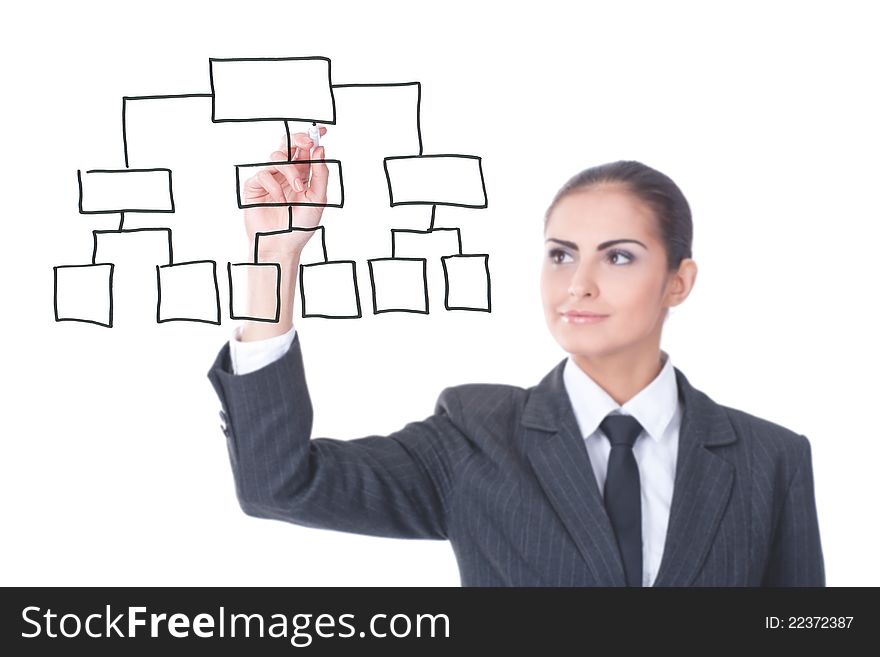 Young businesswoman with an empty diagram