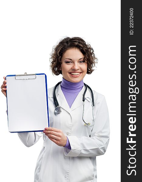 Doctor Showing Folder With Copy Space For Text