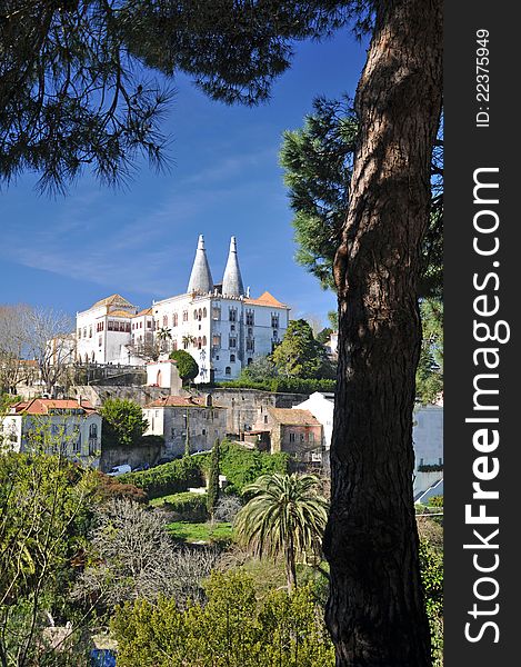 The palace at sintra outside lisbon in portugal. The palace at sintra outside lisbon in portugal