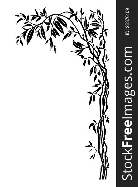 Silhouette of branches with leaves on white background. Silhouette of branches with leaves on white background