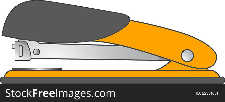 Orange Stapler isolated on white background,  illustration. Orange Stapler isolated on white background,  illustration