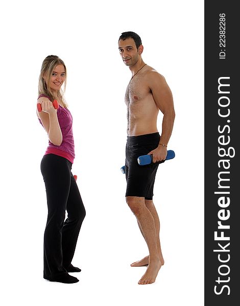 Woman with personal trainer