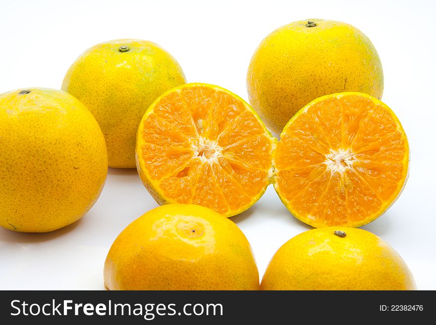 Orange on the white background