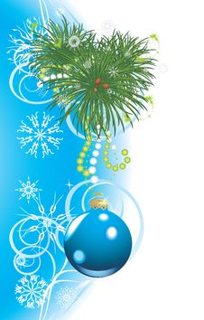 Christmas Tree With Blue Ball And Snowflakes Royalty Free Stock Photo Christmas Tree With Blue Ball And Snowflakes Royalty Free Stock Photo
