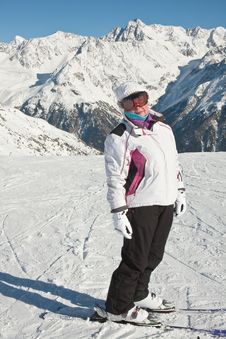 Skier And Mountains Royalty Free Stock Images