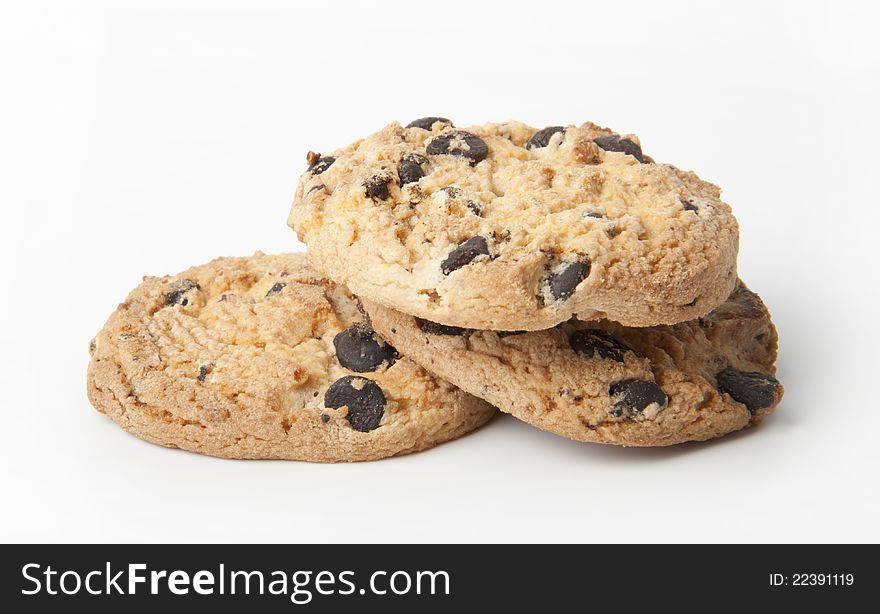 Extreme close-up image of chocolate chips cookies
