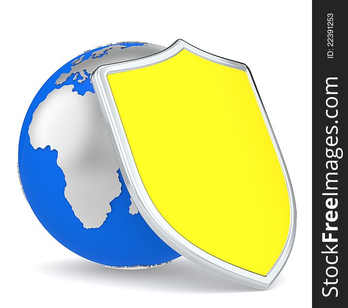 The Earth and a yellow Shield. The Earth and a yellow Shield