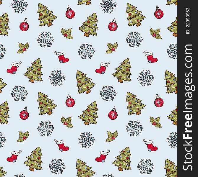 Christmas  seamless pattern with cute elements