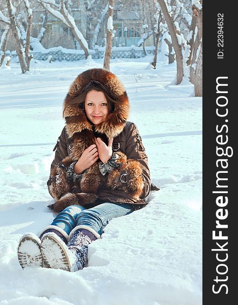 Young Woman On Snow