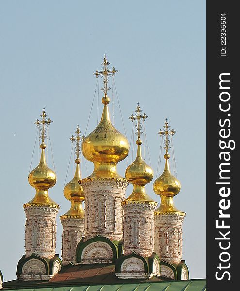 Domes of the orthodox church of the Ryazan Kremlin. Domes of the orthodox church of the Ryazan Kremlin