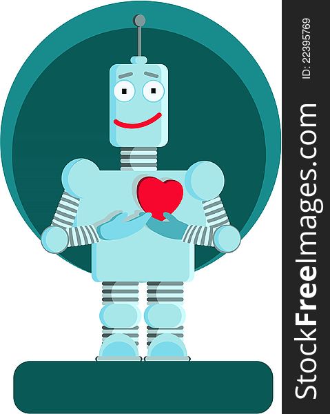 The robot standing with heart in hands. The robot standing with heart in hands