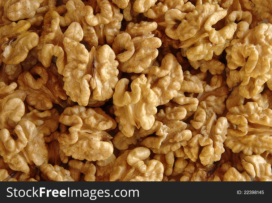 The background of walnut kernels. The background of walnut kernels